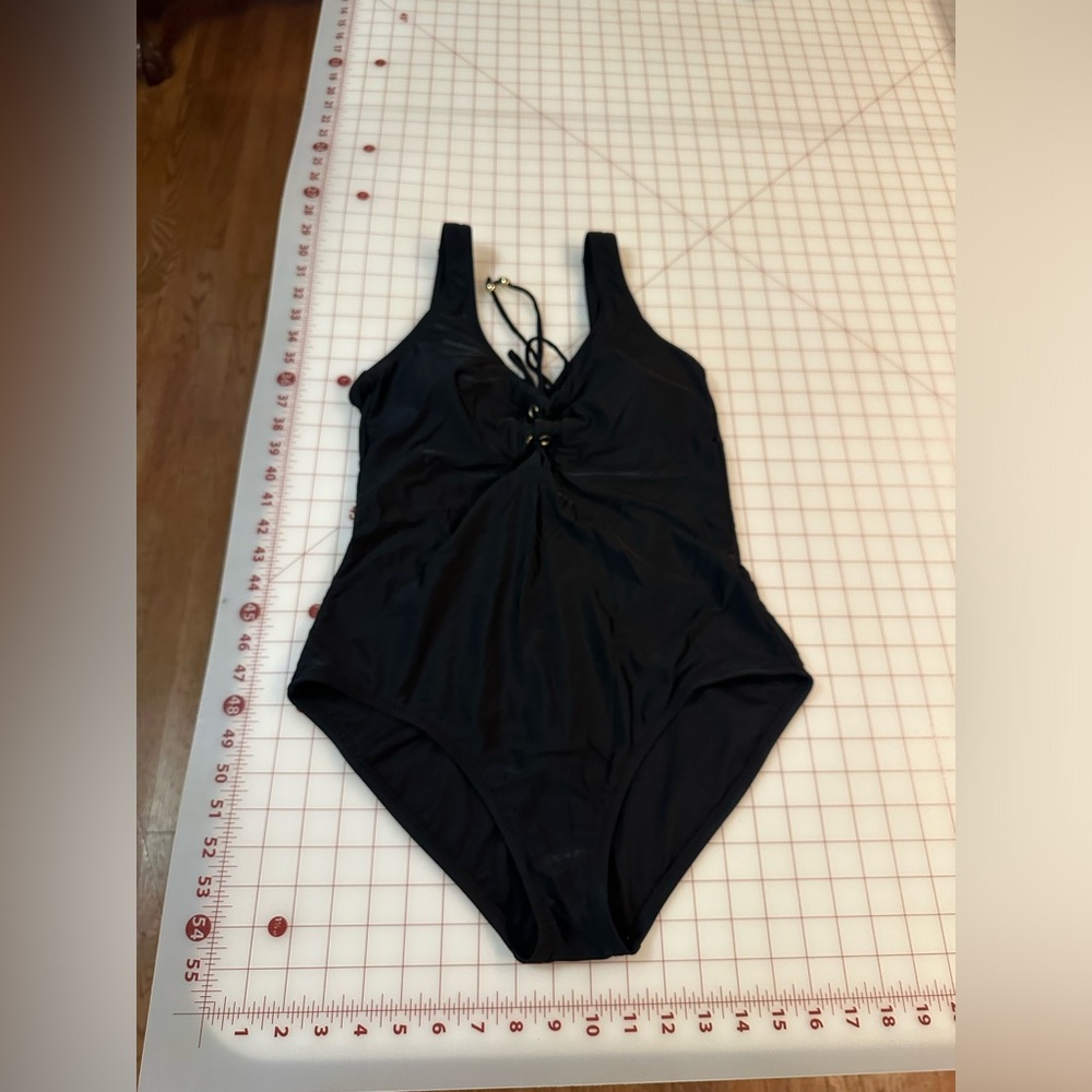 Mossimo Size Medium Boho Tie Up Black Basic V Nec… - image 3